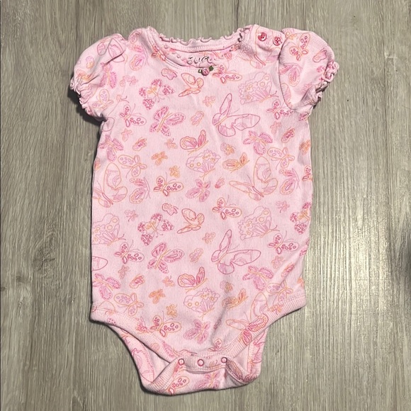 Faded Glory Pink and Orange Bodysuit with Puff Sleeves - Picture 1 of 1